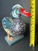 Small Hand Carved Painted Duck Figure on Wood Base - 6