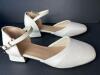 White Faux Leather Low Heel Ankle Strap Shoes Size 37 - 3