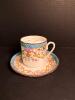 Victorian-Style Mustache Cup and Saucer Set with Floral Motif - 4