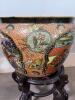 Japanese Satsuma-Style Planter Bowl with Wooden Stand - 3