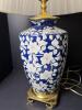 Blue Floral Porcelain Table Lamp with Pleated Fabric Shade - 4