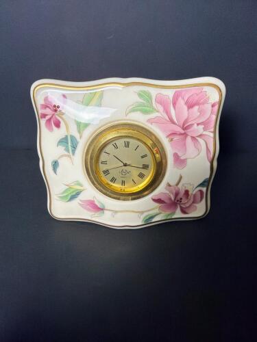 Small Lenox Porcelain Floral Quartz Mantel Clock