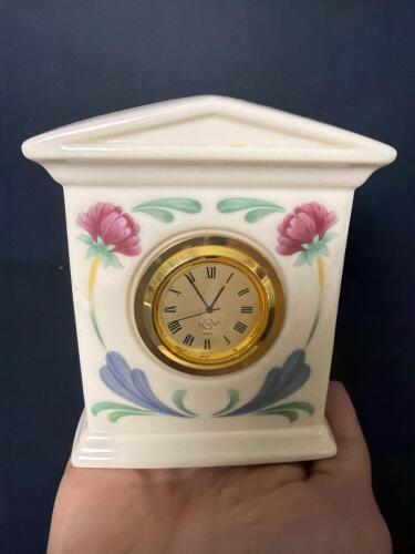 Small Lenox Floral Porcelain Mantel Clock
