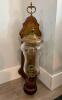 Antique Wall-Mounted Brass and Wood Glass Lamp