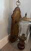 Antique Wall-Mounted Brass and Wood Glass Lamp - 2