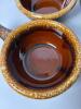 Four Hull Brown Drip Glaze Soup Bowls With Handles - 4
