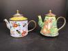 Pair of Enamel Miniature Teapots, Bee and Rabbit Motifs