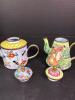 Pair of Enamel Miniature Teapots, Bee and Rabbit Motifs - 2