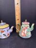Pair of Enamel Miniature Teapots, Bee and Rabbit Motifs - 5