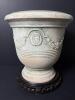 Waccam Made in Italy Glazed Pottery Planters with Wood Stands