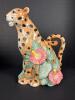 1992 EF Cheetah-Shaped Ceramic Teapot With Floral Detail