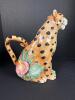 1992 EF Cheetah-Shaped Ceramic Teapot With Floral Detail - 3