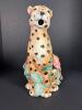 1992 EF Cheetah-Shaped Ceramic Teapot With Floral Detail - 4