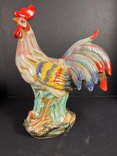 Ceramic Rooster Figurine in Bright Glaze Colors