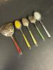 Sterling Silver and Enamel Demitasse Spoons with Brass Wall Rack - 2