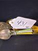 Sterling Silver and Enamel Demitasse Spoons with Brass Wall Rack - 7