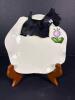 Ceramic Plate With Black Scottie Dog Motif and Flower