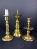 Three Brass Candlesticks in Mixed Styles