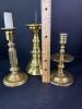 Three Brass Candlesticks in Mixed Styles - 2