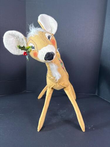 Vintage-Style Handmade Fabric Reindeer Christmas Decoration