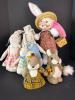 Annalee Easter Bunny Doll with Handmade Fabric Rabbits and Squirrels