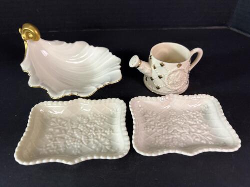 Four Piece Various Lenox Dishes and Mikasa Shell Dish