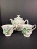 Three Piece Bone China Teapot With Floral Cups