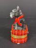Tiny Scottie Dog Porcelain Trinket Box with Red Plaid Base - 2
