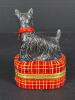 Tiny Scottie Dog Porcelain Trinket Box with Red Plaid Base - 3