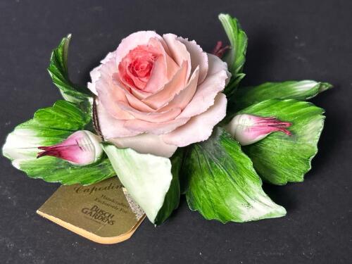 Capodimonte Italian-Style Porcelain Rose Sculpture