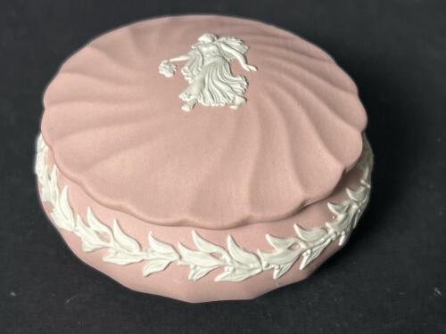 Wedgwood Pink Jasperware Trinket Box with Classical Relief