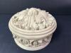 Carved Floral-Relief Round Lidded Trinket Box in Neoclassical Style