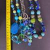 Lot of Blue and Green Beaded Costume Jewelry - 4