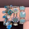 Lot of Blue and Green Beaded Costume Jewelry - 10