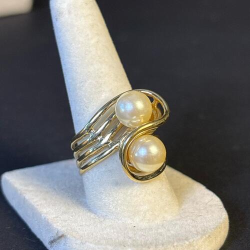 Vintage 18K Gold Filled Pearl Ring