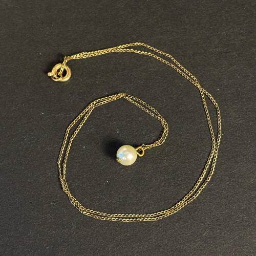 Gold Filled 12K Chain Necklace With Pearl Pendant