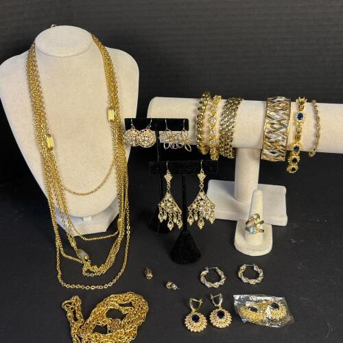 Assorted Gold-Tone Costume Jewelry, Napier & Others