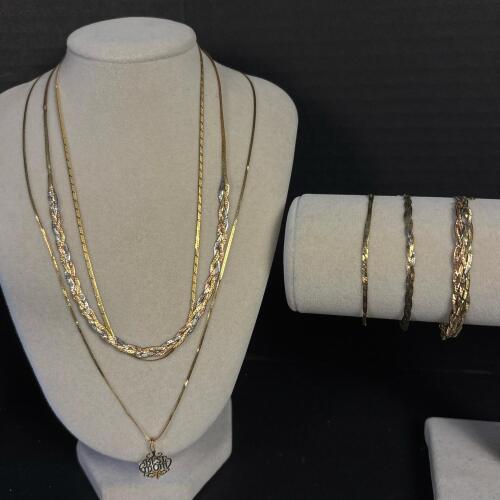 Lot of 14K Gold Flat Link Jewelry