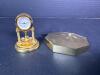 Miniature Gold Tone Quartz Anniversary-Style Clock and Base - 2