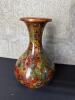Chinese Cloisonn&eacute;-Style Floral Vase with Copper Rim