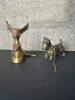Brass Scottie Dog Figurine with Chain and Abstract Brass Mouse