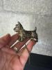 Brass Scottie Dog Figurine with Chain and Abstract Brass Mouse - 4