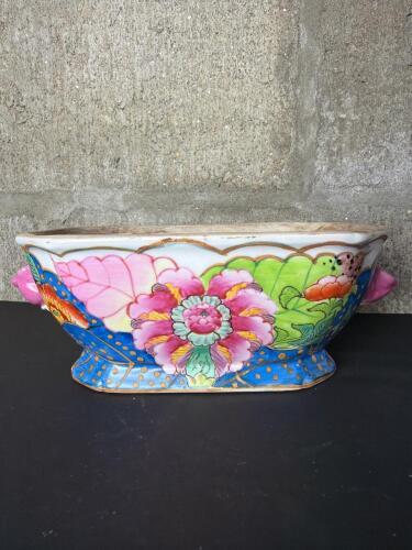 Porcelain Planter With Polychrome Floral Design