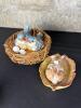 Melco Bluebird Nest and Sleeping Rabbit Figurines