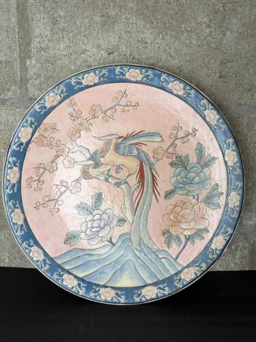 Decorative Chinese Porcelain Charger with Phoenix and Flowers
