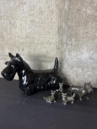 Ceramic Scottie Dog Figurines in the Mid-Century Modern Style
