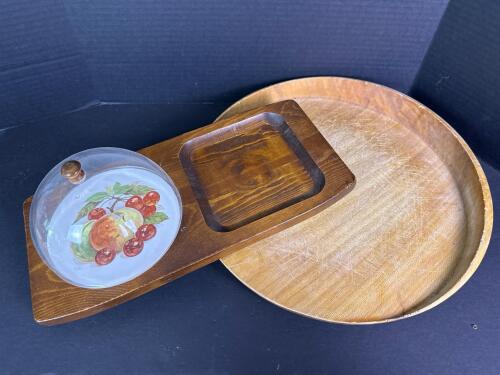 Gerber Trencher Wooden Serving Tray and Covered Cheese Board