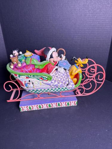 Disney Traditions Jim Shore Mickey's Sleigh Figurine Signed
