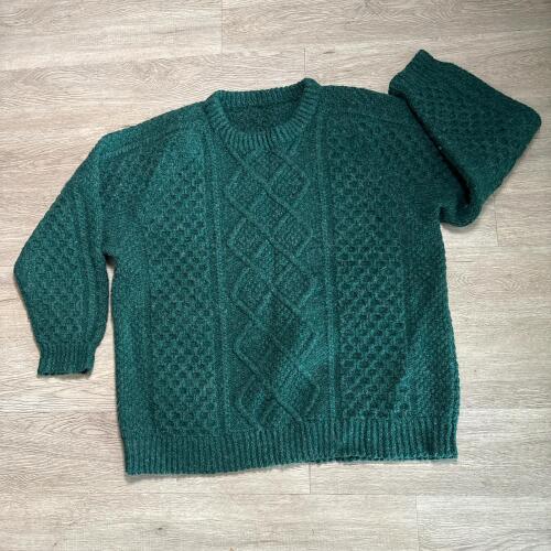 Vintage Green Wool Chunky Knit Pullover Sweater