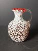 Small Art Glass Ewer With Ruffled Rim, Spatter Pattern